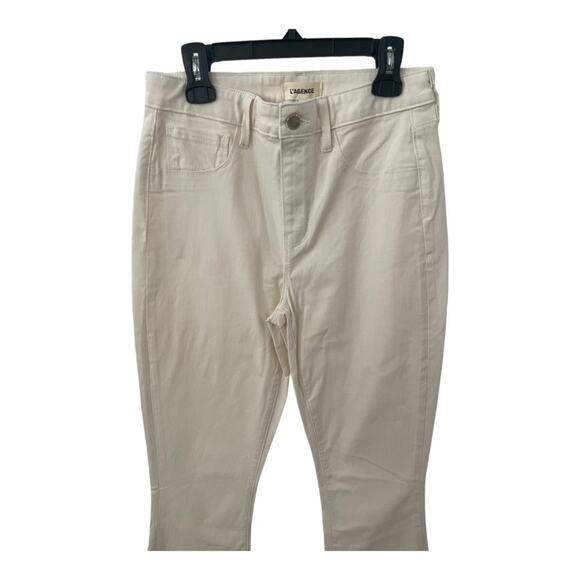 L'Agence Bootcut Pants Mid Rise Flare Leg Cotton Stretch 5-Pockets Ivory Size 25 - Picture 4 of 12